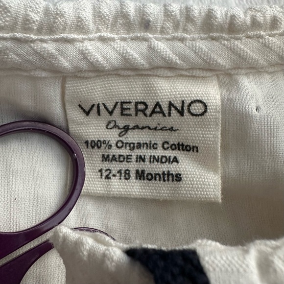 Viverano Organics Robin Seersucker Smocked Bubble Romper Baby Girl 12/18M Ivory - Picture 5 of 7